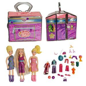 VTG Polly Pocket Fold Out Shopping Mall 3 Dolls Playset W/ Outfits & Accessories
